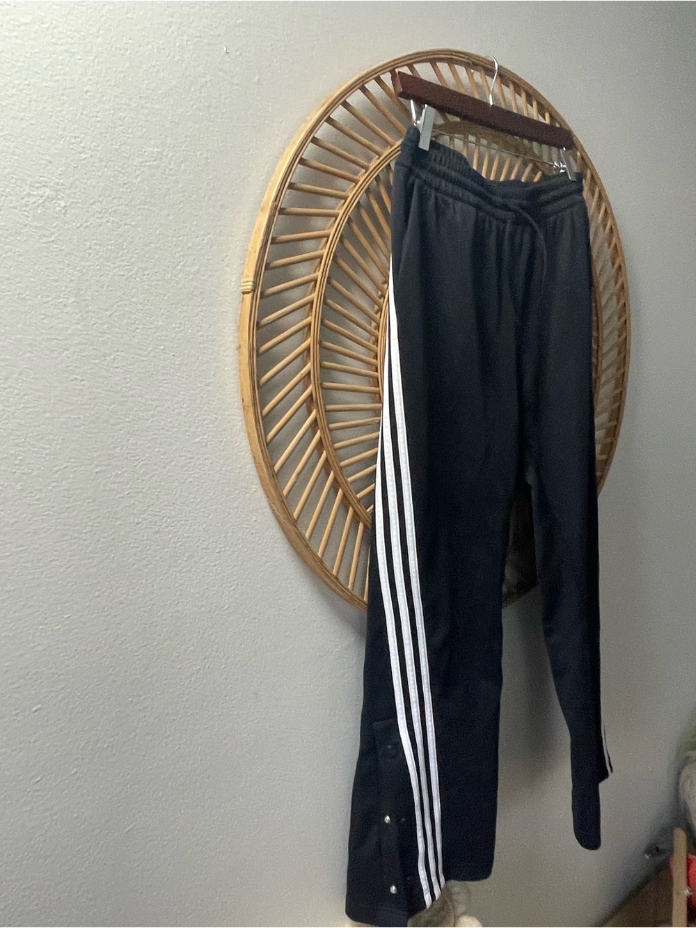 Adidas women’s Black Track Pants with White Side Stripes size L